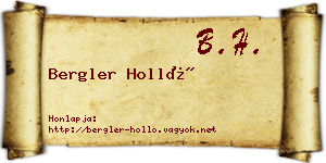 Bergler Holló névjegykártya